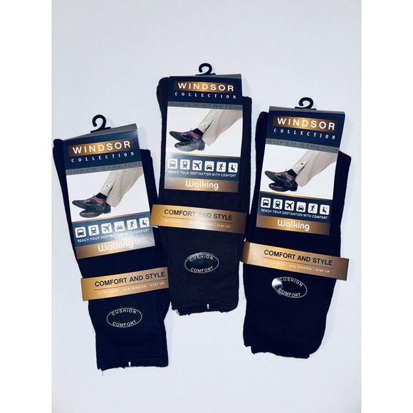 NWT‎ Windsor Collection Lot 3 Pair Super Men's Walking Comfort Socks Sz 10-13 - Picture 1 of 8